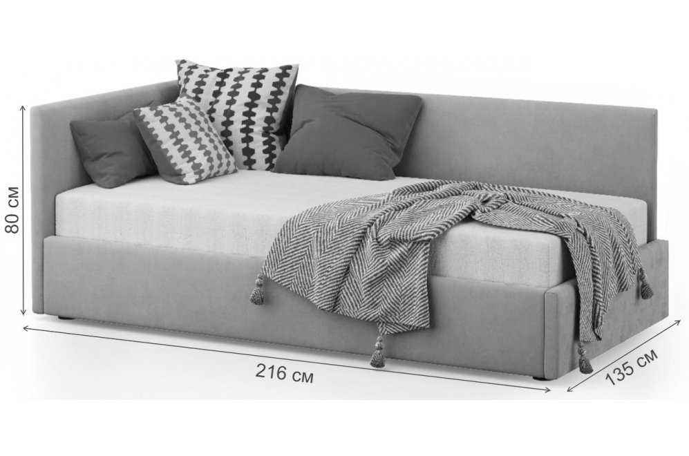 Тахта Каролина-2 120х200 с ПМ велюр bingo denim