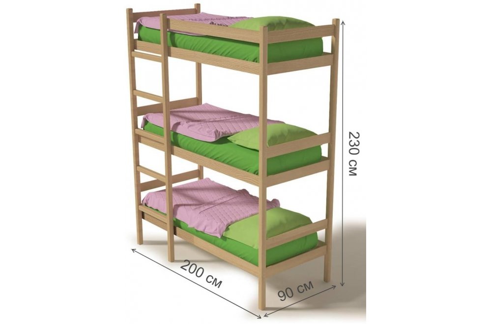 Трехъярусная кровать Линда 80х190