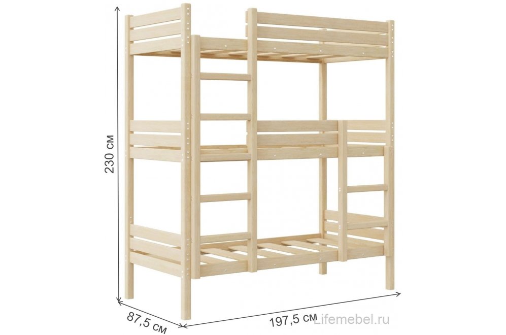 Трехъярусная кровать Офелия 80х190