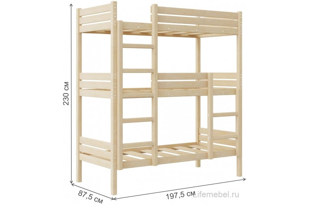 Трехъярусная кровать Офелия 90х190