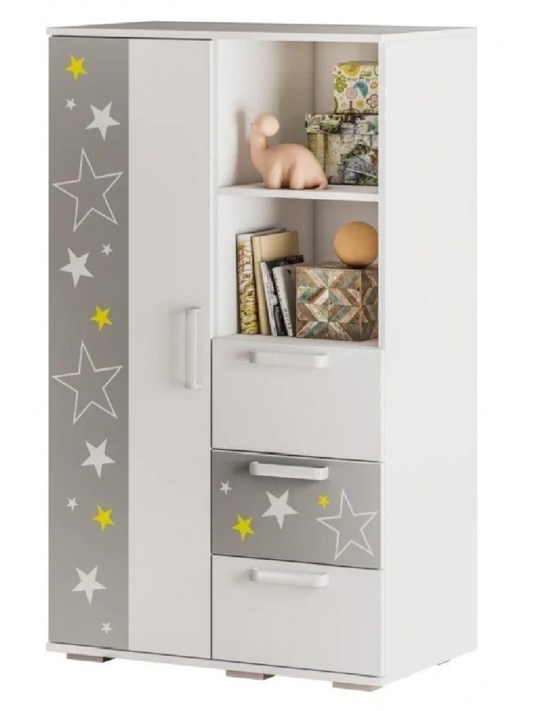 Шкаф Трио ШК-10 белый / звездное детство