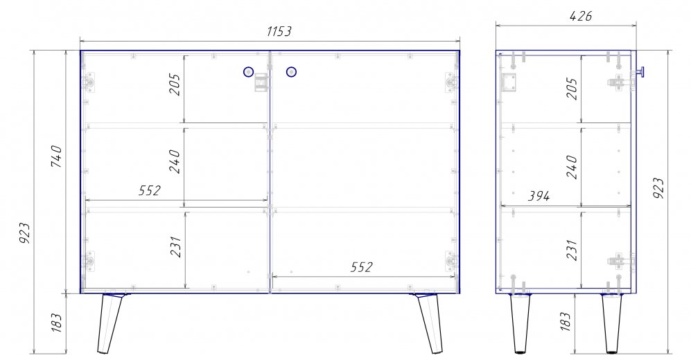Тумба Либера 16.230.01 бензин / белый