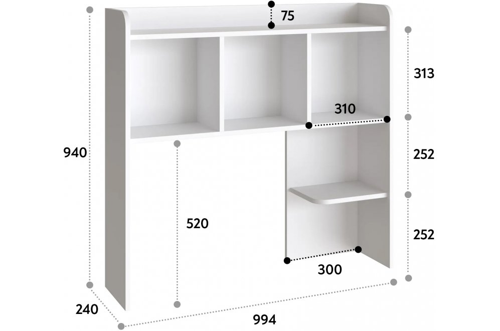 Надстройка для стола П-100 белый структурный