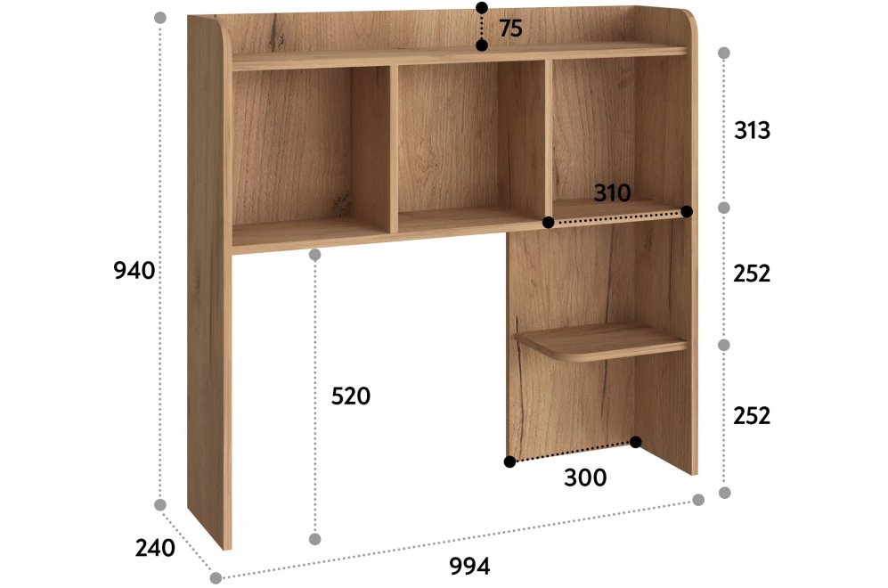 Надстройка для стола П-100 дуб крафт золотой