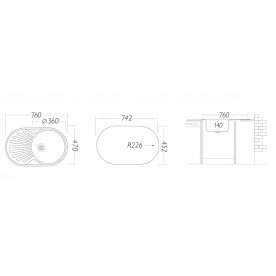 Мойка врезная FAD760.470-GT5K 1R матовый металл