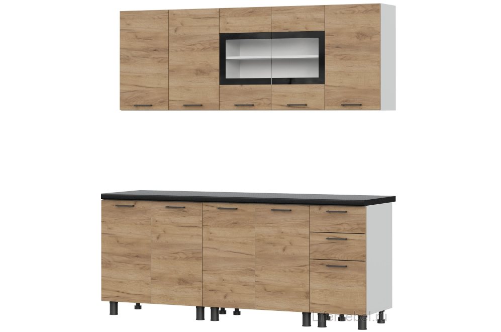 Кухня Аризона 2 м со столом Аризона СО 2 белый / дуб золотой / черный