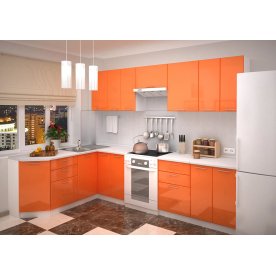 Готовая кухня Валерия-М комплектация 8 каркас белый, фасад оранжевый глянец