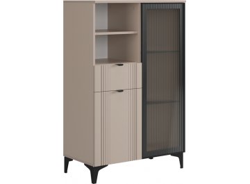 Стенка-горка Рич К3 2450х425х1900 мм кашемир / фрапучино матовый / черный