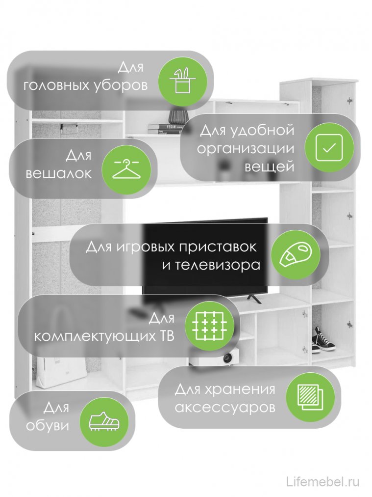 Готовая гостиная Бертелена дуб крафт серый / серый графит