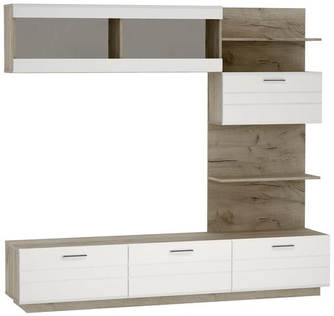 Готовая гостиная Глейс ТБ-200 дуб серый / белый глянец