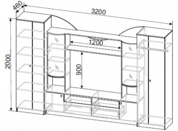 Готовая гостиная МГС 8 ясень анкор светлый