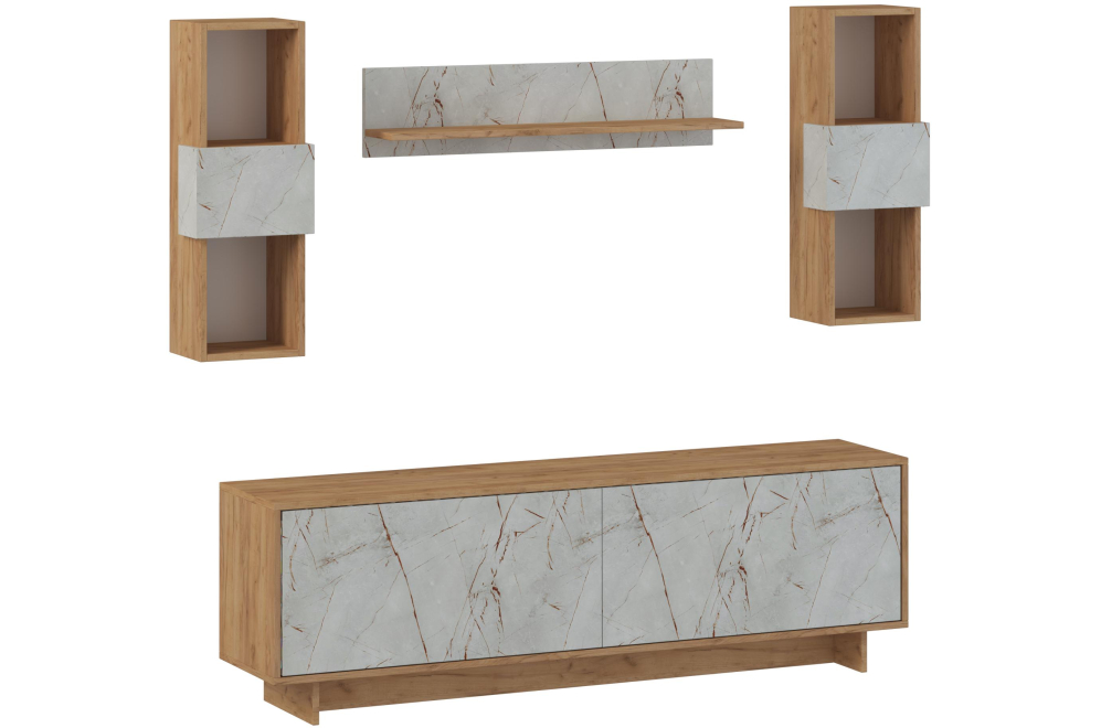 Готовая гостиная Огюст Мини дуб золотой / каспий светлый