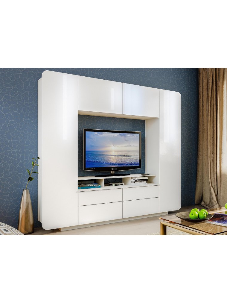 Готовая гостиная Румба белый / белый глянец  - Уцененный экземпляр