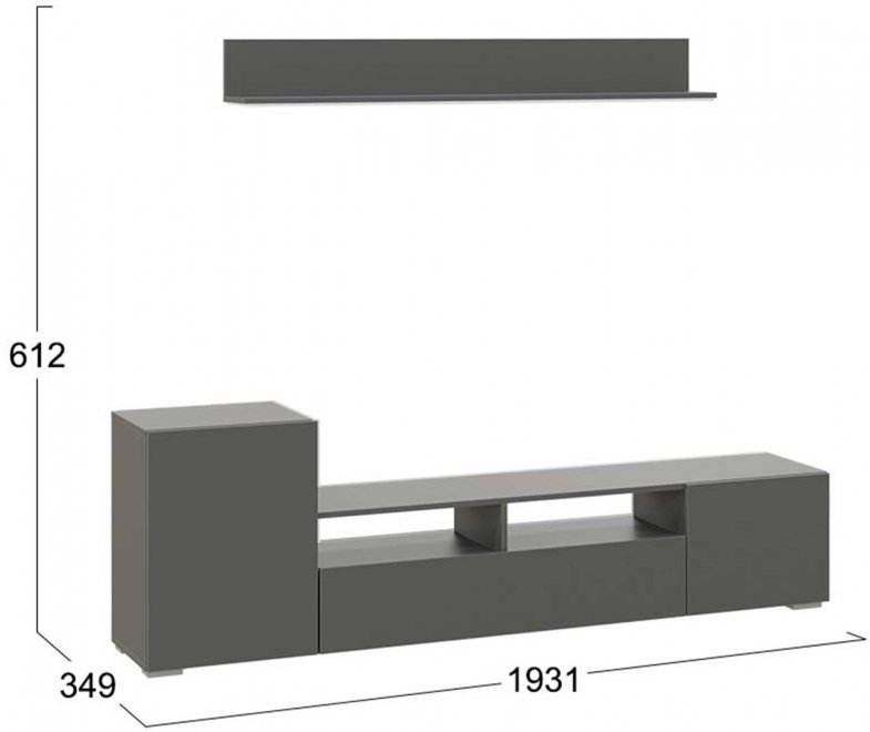 Готовая гостиная Сильвия графит серый