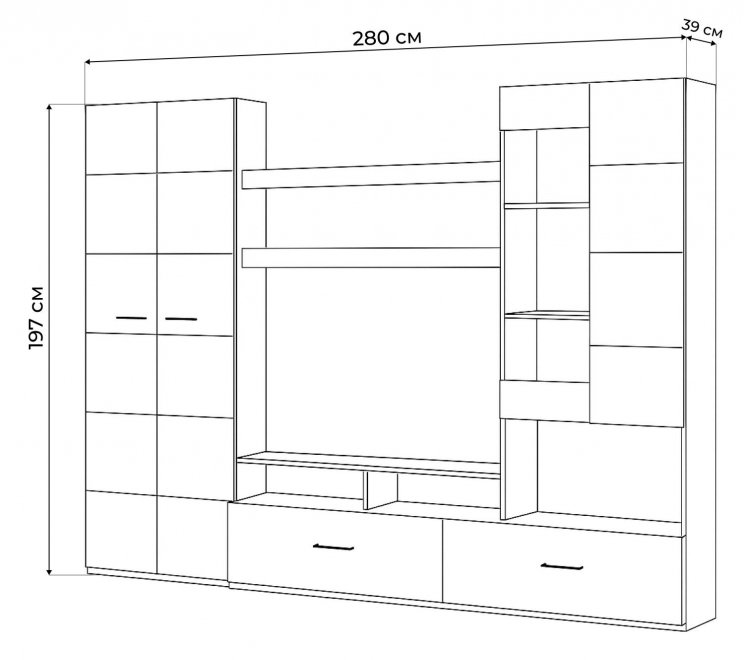 Готовая гостиная Jimenez дуб венге / белый глянец