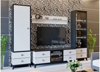 Модульная гостиная Камилла (комплектация 1) белый глянец / черный