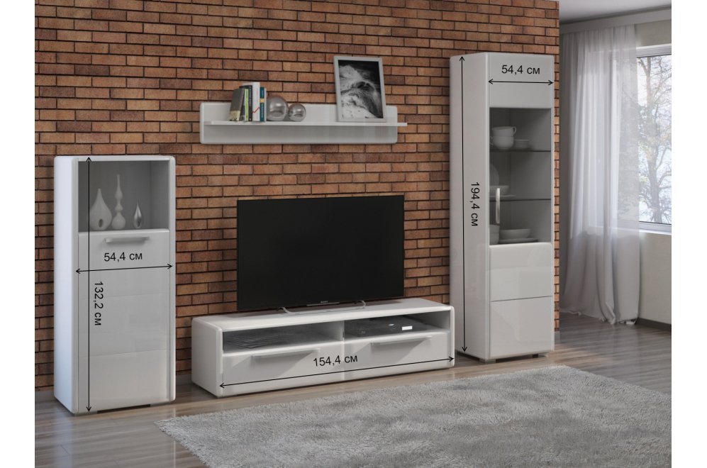 Модульная гостиная Наоми комплектация 4 белый глянец