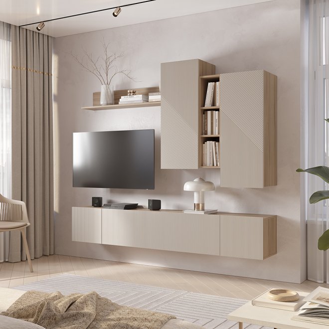 Модульная гостиная Эмилия комплект 1 дуб смоки / айриш