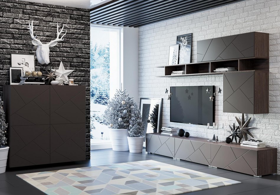 Модульная гостиная Summit софт графит / ясень анкор темный комплектация 3