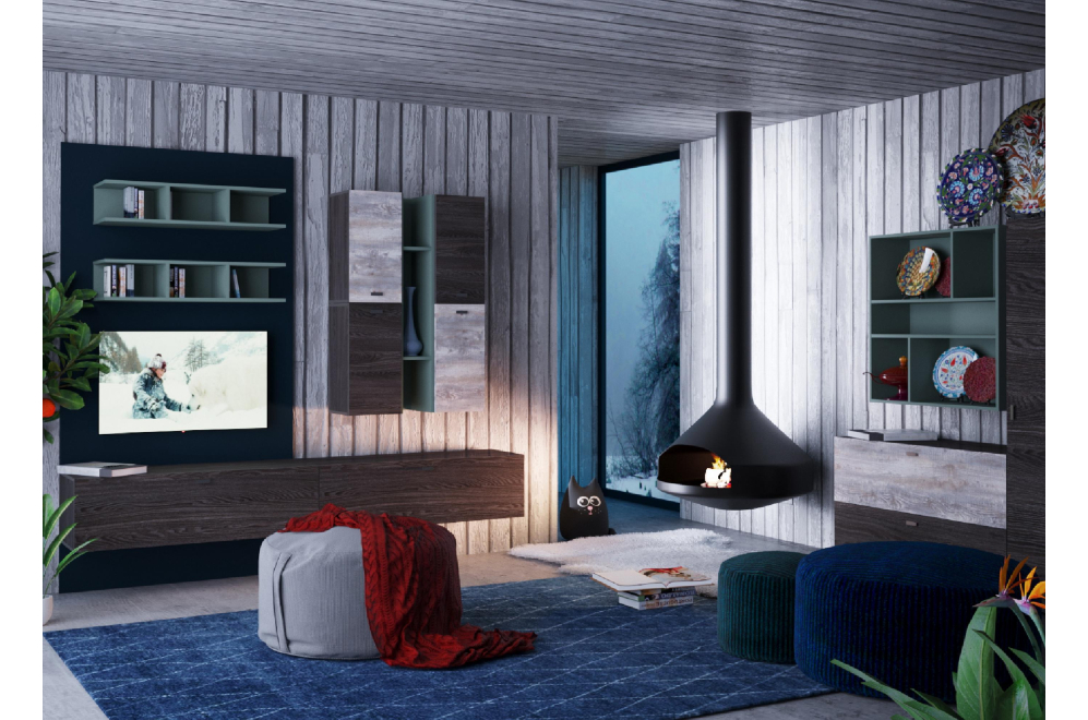 Модульная гостиная Urban бетон пайн темный / муссон / ясень анкор темный комплектация 6