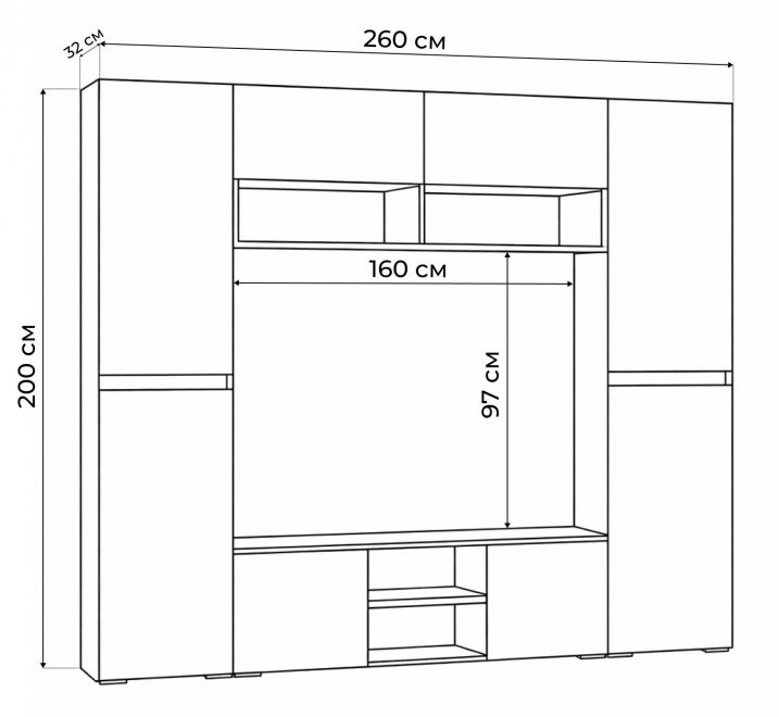 Модульная гостиная Алетра дуб крафт серый / глянец белый комплектация 3