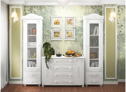 Модульная гостиная Ассоль белое дерево комплектация 6