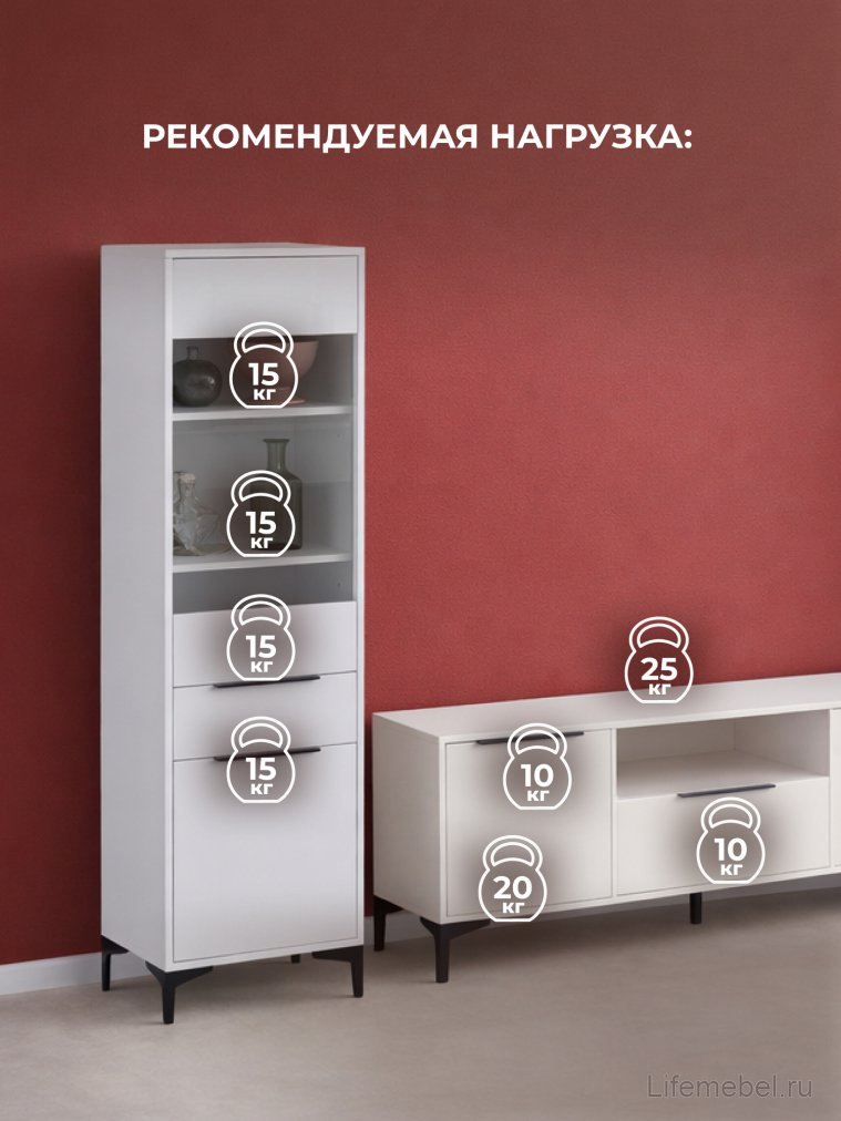 Модульная гостиная Иадама белый / белый глянец комплектация 5