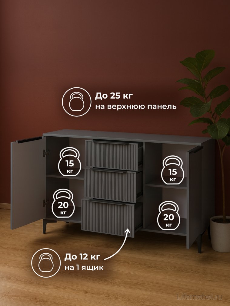 Модульная гостиная Иадама графит / графит софт комплектация 1