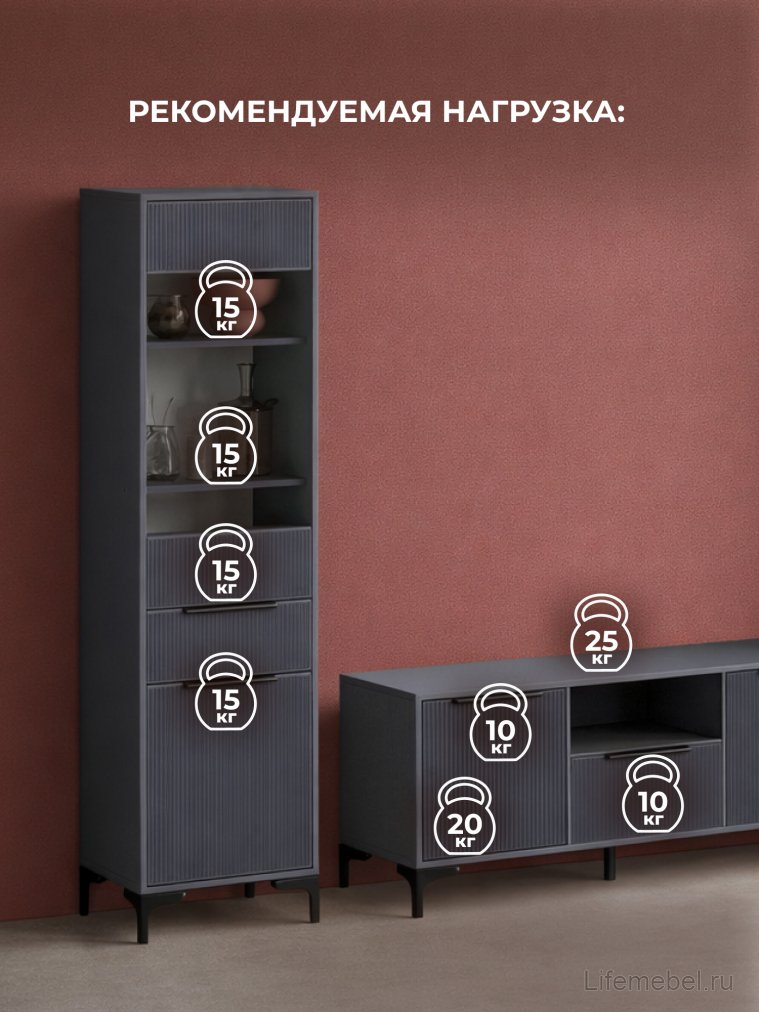 Модульная гостиная Иадама графит / графит софт комплектация 5