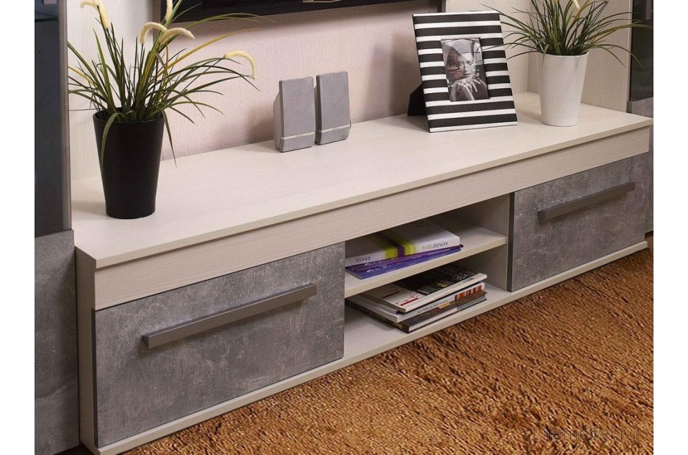 Модульная гостиная Леон (комплектация 1) ясень анкор светлый / ателье светлый