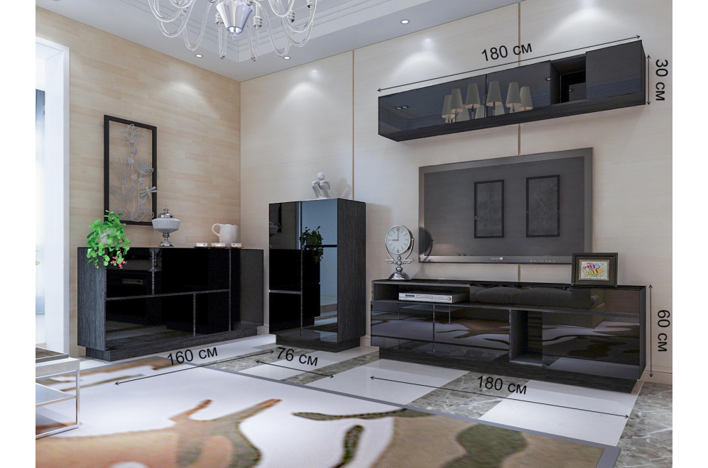 Модульная гостиная MD Color черный / черный комплектация 5