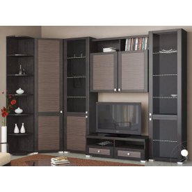 Стенка для гостиной Фиджи (комплектация 23) венге цаво / каналы дуба