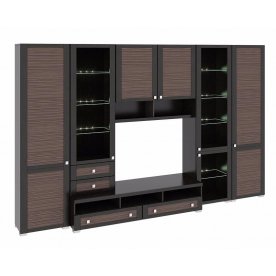 Стенка для гостиной Фиджи (комплектация 26) венге цаво / каналы дуба