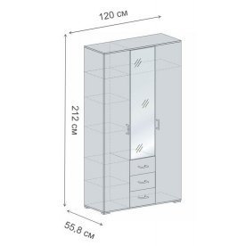 Шкаф трехдверный Рошель ШК-813 с ящиками