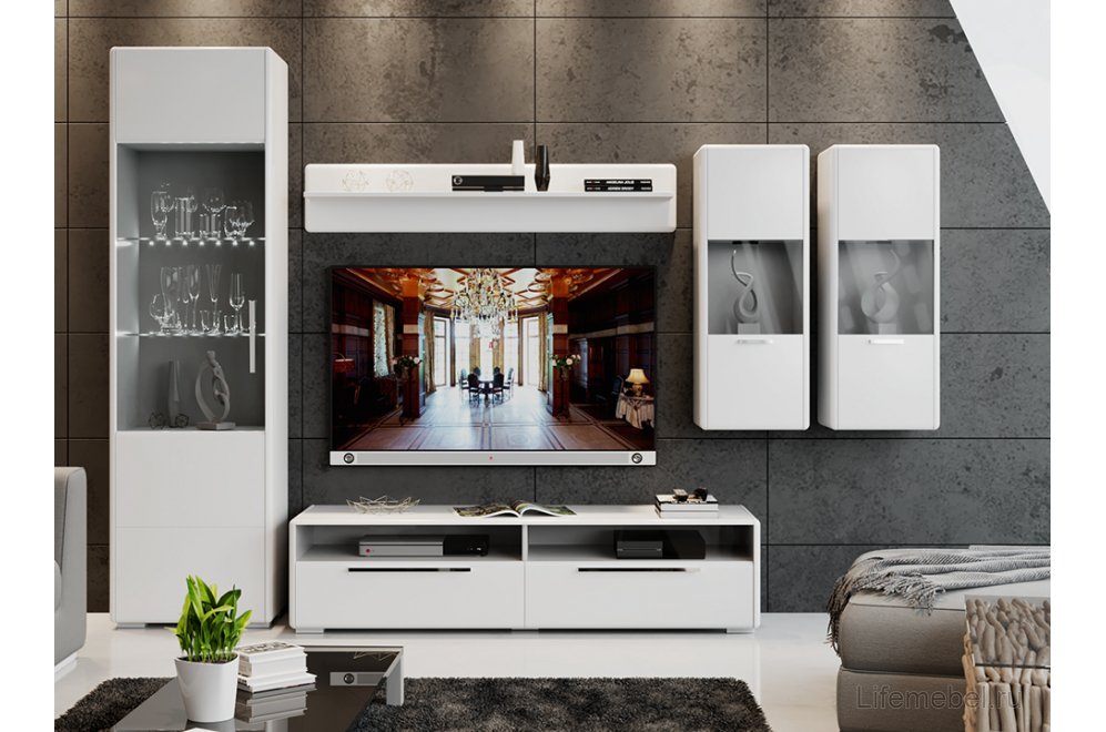 Витрина Наоми ТД-208.07.25 белый глянец