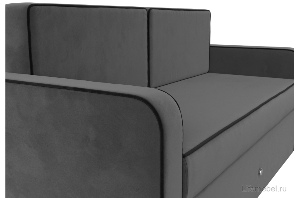 Детский диван Соната-Арт серый / черный велюр трансформер