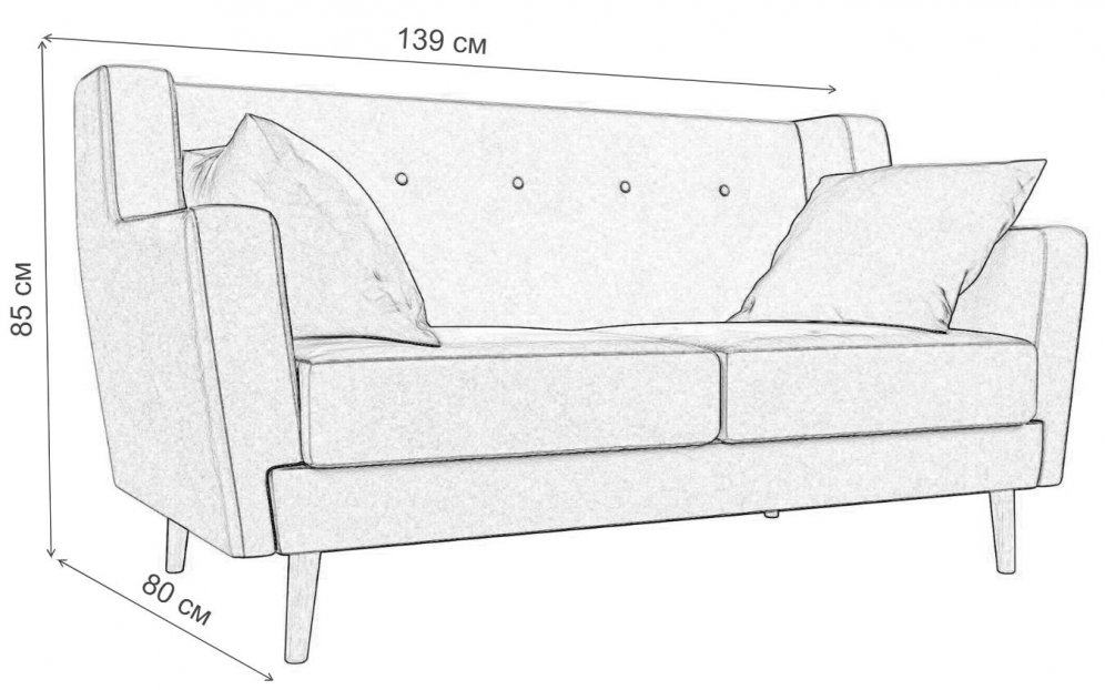 Диван Брайтон 2 бордовый микровельвет