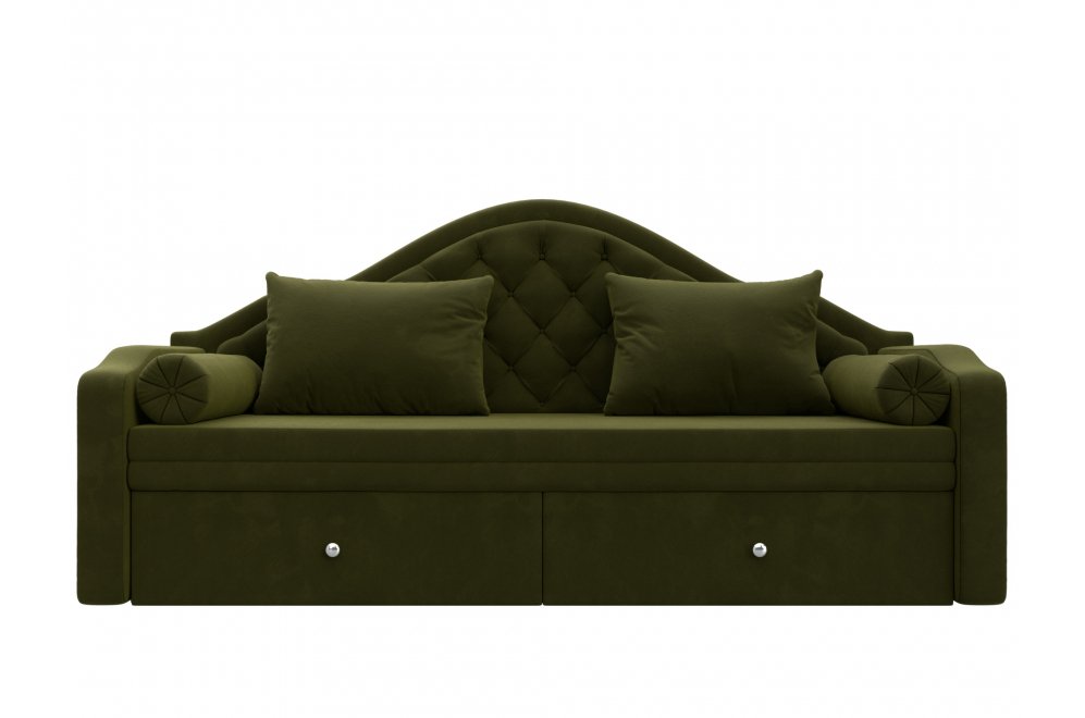 Диван прямой детский Октава микровельвет зеленый