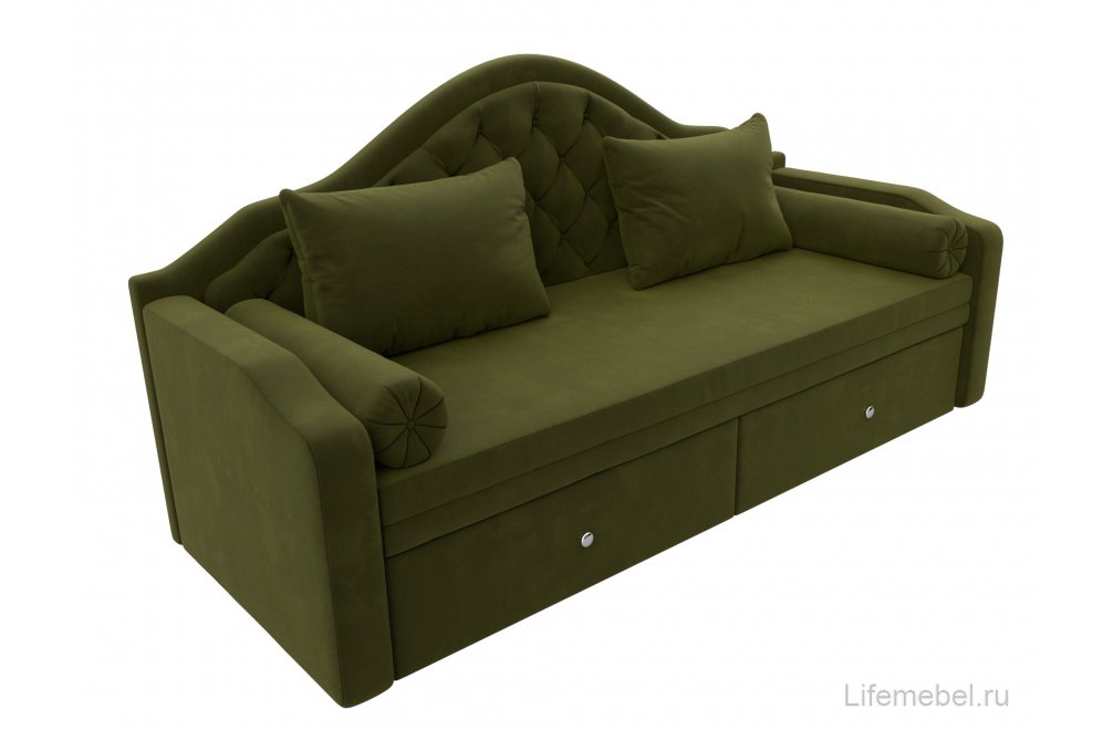 Диван прямой детский Октава микровельвет зеленый