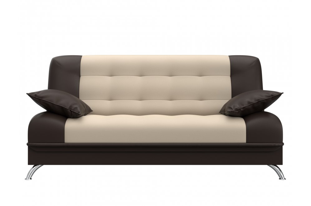 Диван-книжка Юнона экокожа бежевый / коричневый