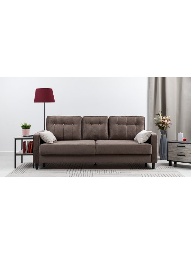 Диван Арно коричневый перламутр / молочно-серый велюр