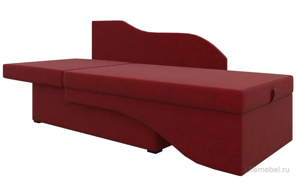 Диван-кушетка Женева-Софт левый микровельвет красный