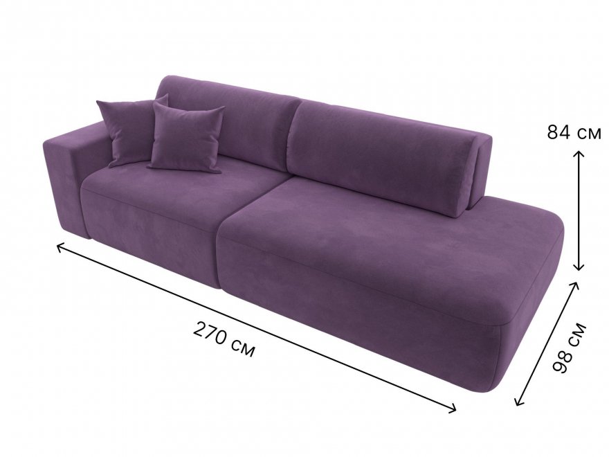 Диван Лига-036 НПБ Модерн подлокотник слева микровельвет сиреневый