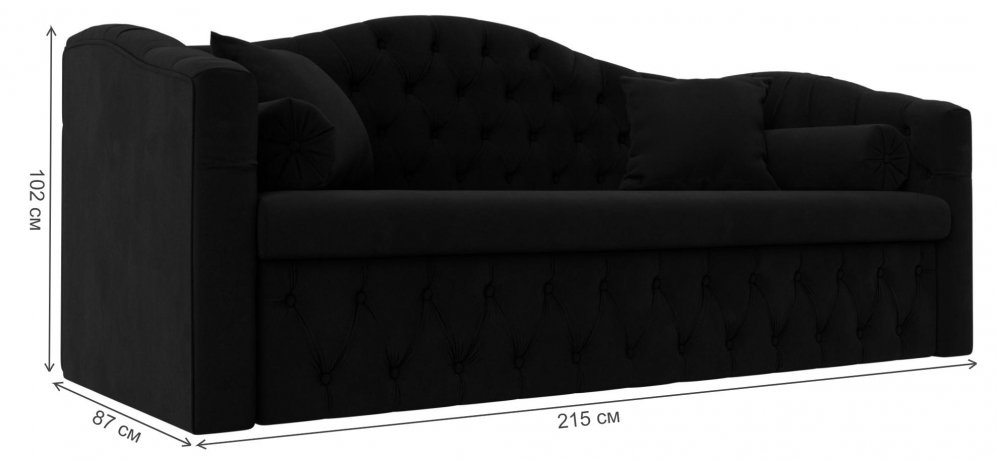Диван Соната-Софт черный микровельвет