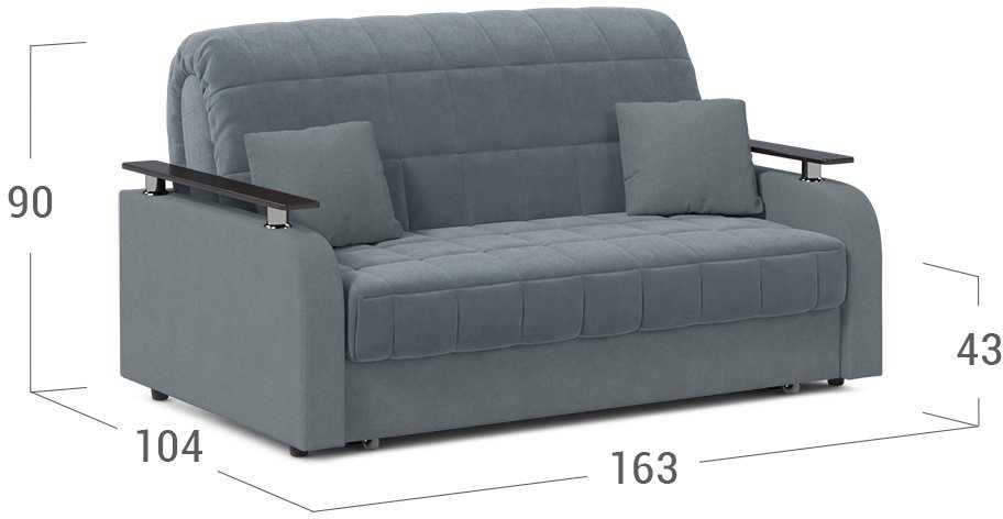 Диван Moon Family 044 140х200 НПБ серый велюр 74-59 / венге текстурный