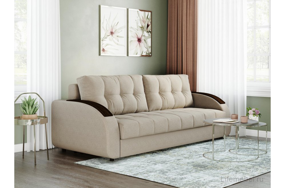 Диван Moon Family 109/Т32 Lux 003929 со спальным местом 160 велюр бежевый 74-94