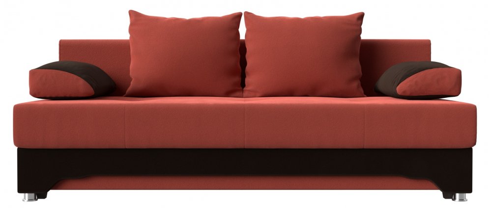 Диван Тарис-2 микровельвет коралловый / коричневый