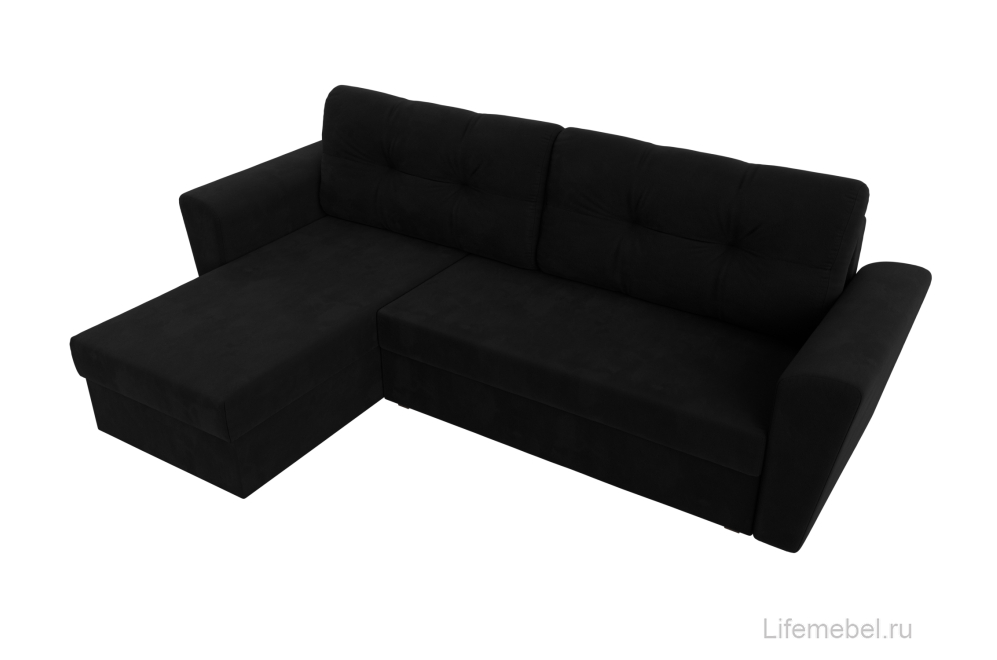 Диван угловой Дельта-Нова Лайт левый черный микровельвет