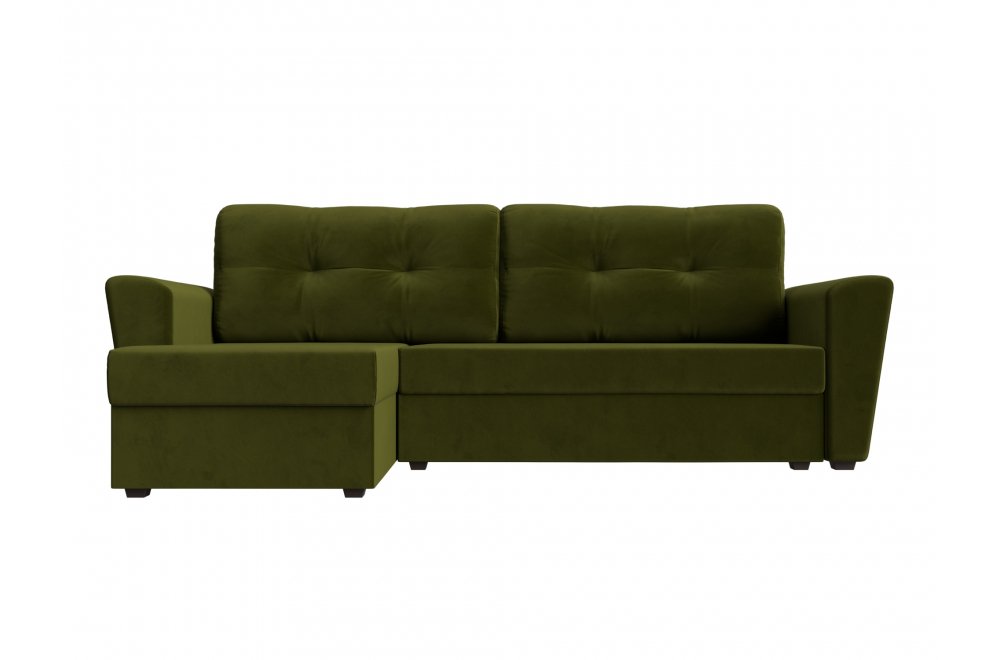 Диван угловой Амстердам Лайт левый зеленый микровельвет