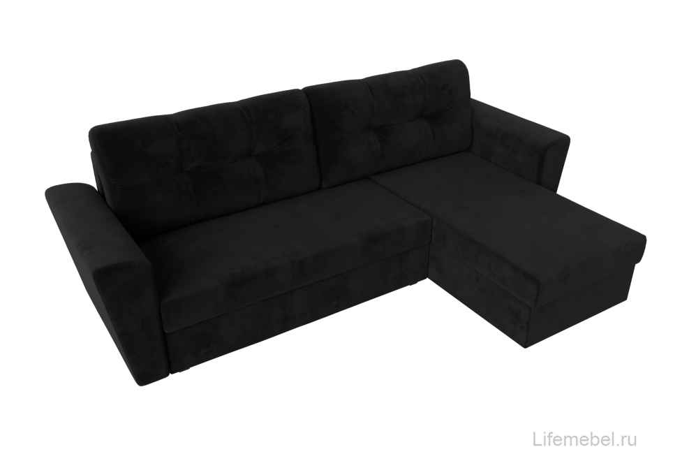 Диван угловой Амстердам Лайт правый черный велюр